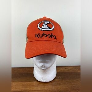 Kubota Orange And Tan Adjustable Hook And Loop Trucker Cap Hat K-Products Cap